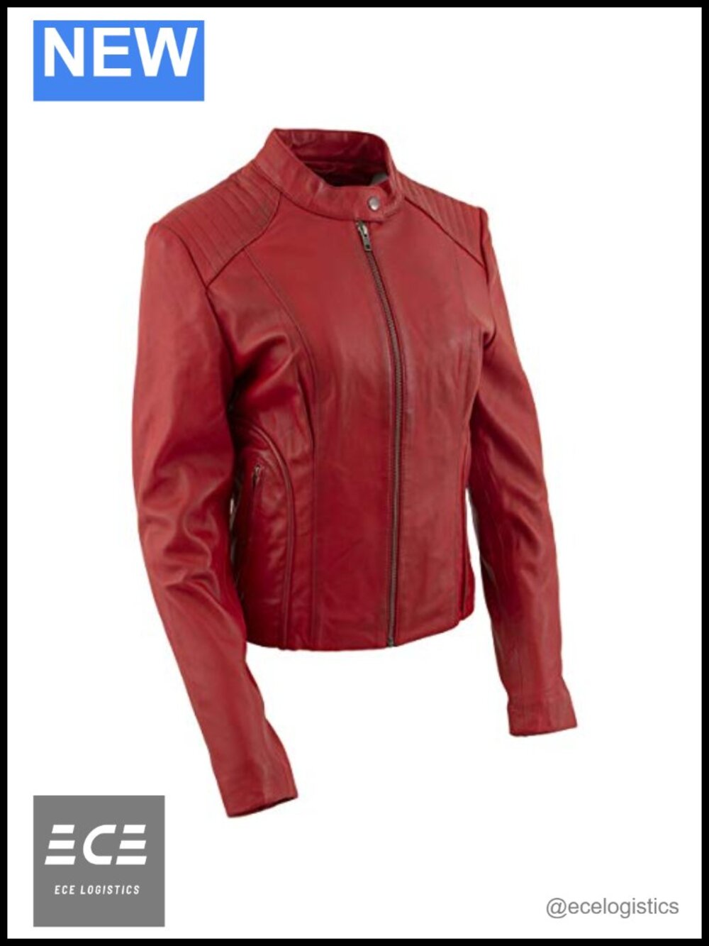 Women's Premium Leather Scuba Biker Jacket Mandarin Collar Moto